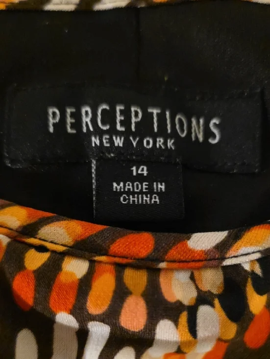 Perceptions Multicolor Pleated Midi Dress in Orange, Black and White - Picture 2 of 6